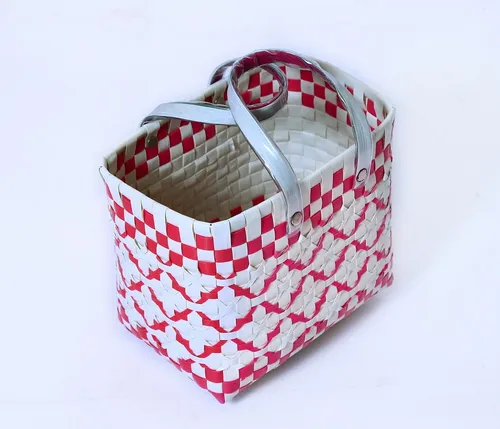 Standard Chettinad Lunch Bag-Pink and White